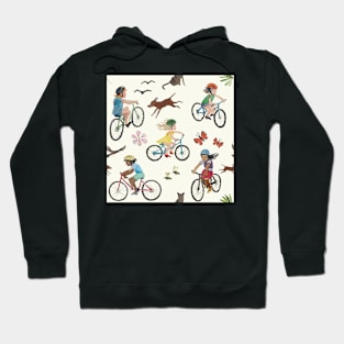 kids bike bicycle surface pattern watercolour Hoodie